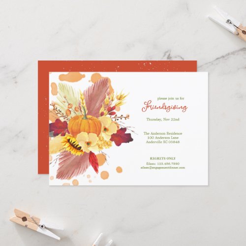 Floral Pumpkins Friendsgiving Thanksgiving Invitation