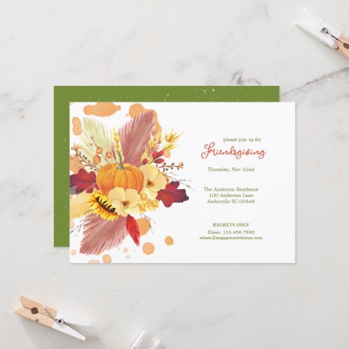 Floral Pumpkins Friendsgiving Thanksgiving Invitation