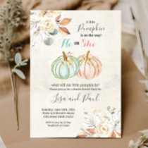 Floral Pumpkins He or She Gender Reveal Invitation