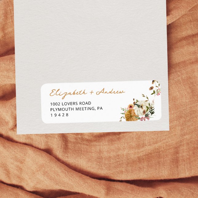 Floral Punpkin Fall Modern Bridal Shower  Label (Creator Uploaded)