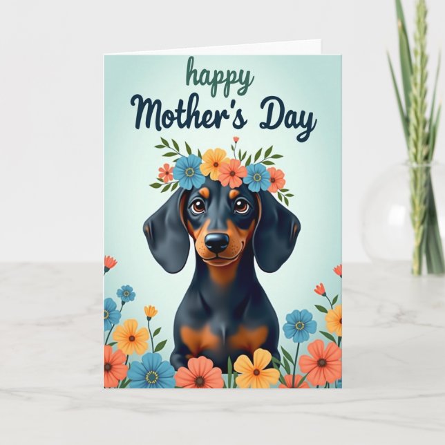 Floral Pup Greeting Card (Front)