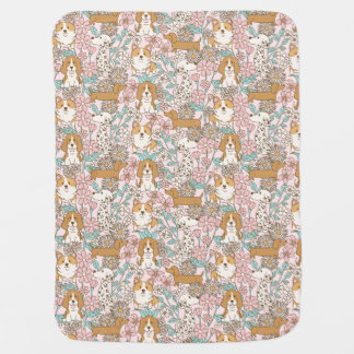 Floral Puppies Baby Blanket