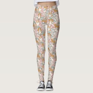 Floral Puppies Leggings
