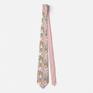 Floral Puppies Neck Tie