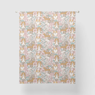 Floral Puppies Sheer Curtains