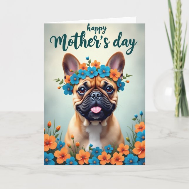 Floral Puppy Mothers Day Card (Front)