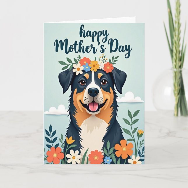 Floral Puppy Portrait Card (Front)