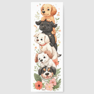 Floral Puppy Stack Adorable Bookmarks