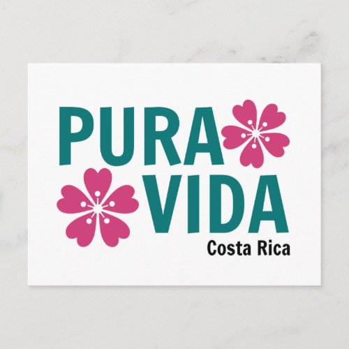 Floral Pura Vida Pink and Green Design Postcard