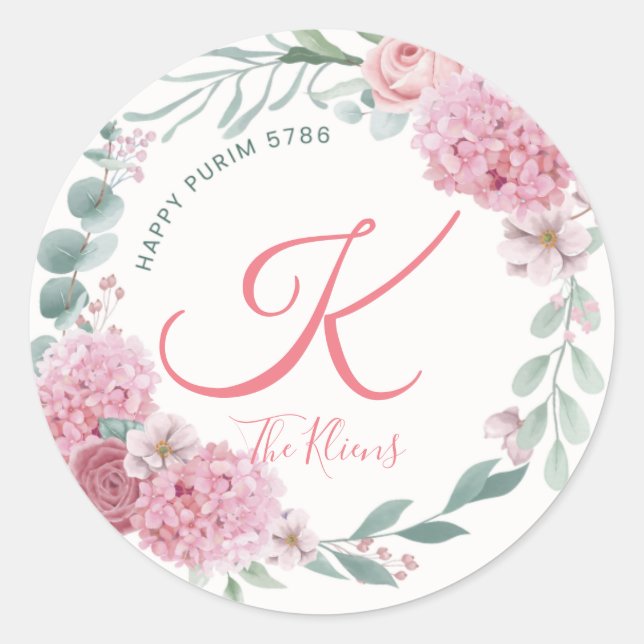 Floral Purim Label (Front)