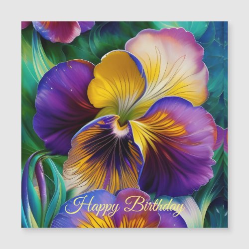 Floral Purple and gold pansy Birthday