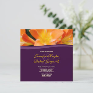 Floral Purple and Orange Wedding Invitation