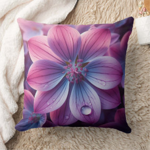 Floral Purple and Pink Lilac Flower Throw Pillow