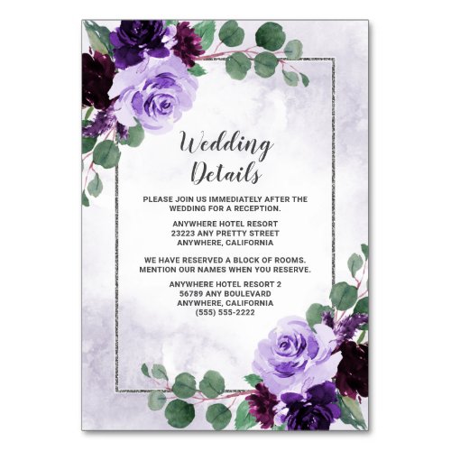 Floral Purple and Silver Wedding Enclosure Cards