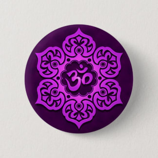 Floral Purple Aum Design Pinback Button