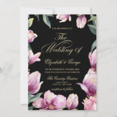 Floral Purple Black and Gold wedding Invitation (Front)