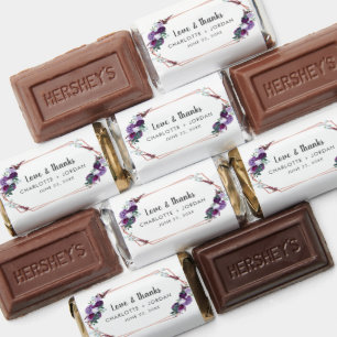 Floral Purple Bloom Geometric Wedding Hershey's Miniatures