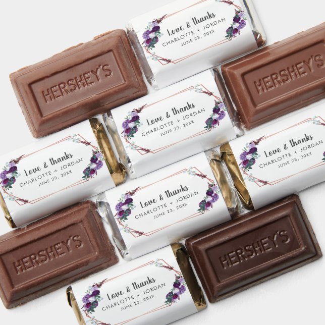 Floral Purple Bloom Geometric Wedding Hershey's Miniatures (Assorted)