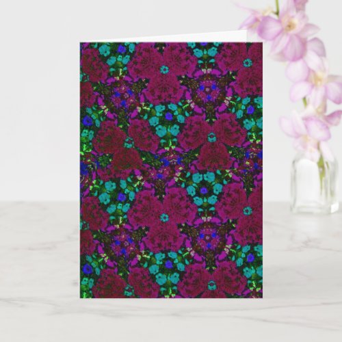 Floral Purple  Blue Kaleidoscope Friend Birthday Card