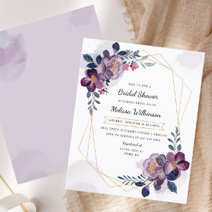 Floral Purple Botanical Bridal Shower Invitation
