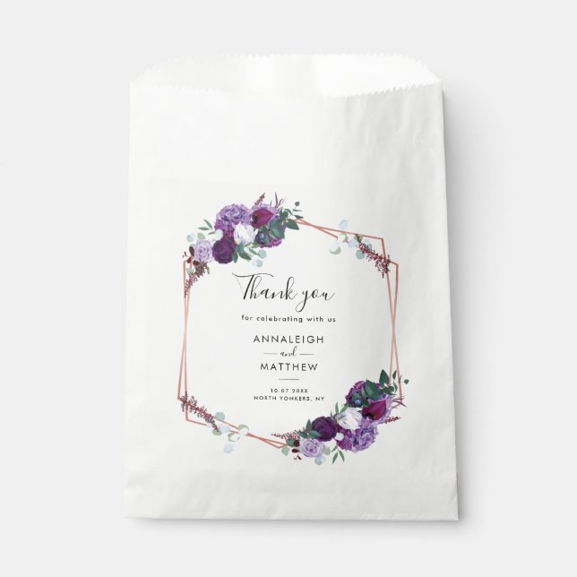 Floral Purple Botanical Wedding Favor Bag (Front)