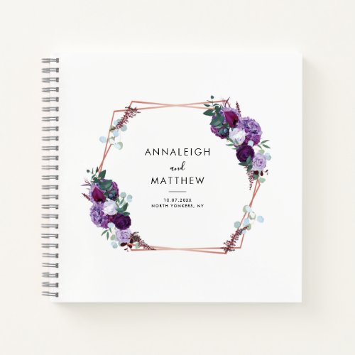 Floral Purple Botanical Wedding Guest Notebook