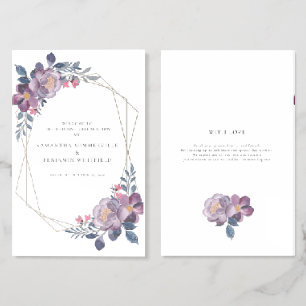 Floral Purple Botanical Wedding Program Brochure