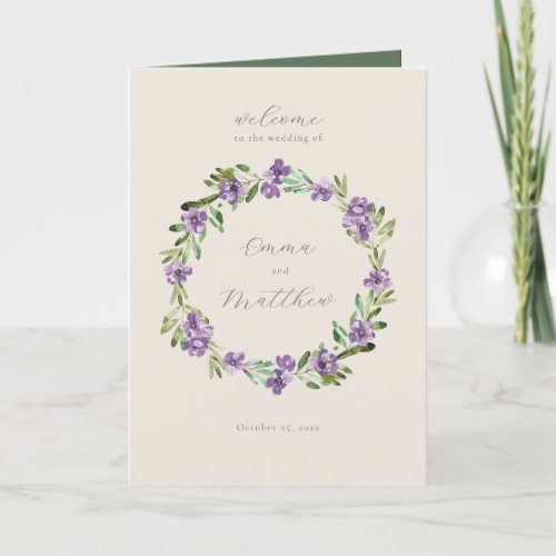 Floral Purple Botanical Wreath Folded Program