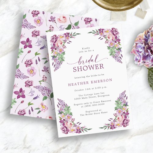 Floral Purple Bridal Shower Invitation