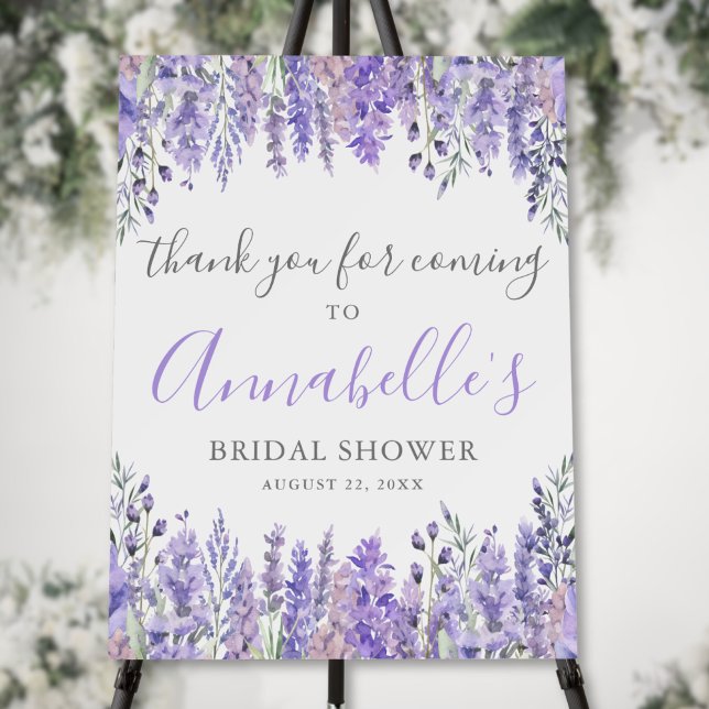 Floral Purple Bridal Shower Thank You Sign (Floral Purple Bridal Shower Thank You Sign)