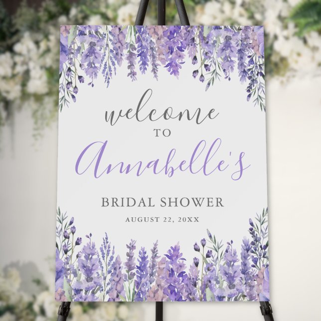 Floral Purple Bridal Shower Welcome Sign (Floral Purple Bridal Shower Welcome Sign)