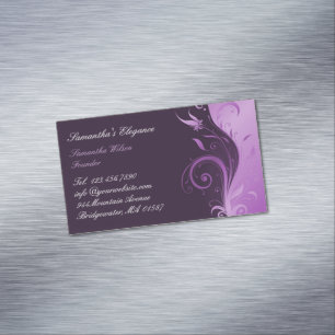 Floral Purple Business Card Magnet