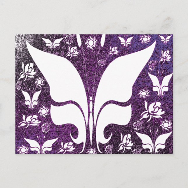 Floral Purple Butterflies Postcard (Front)