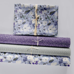 Floral Purple Clematis Patterns Decoupage Gift Wrapping Paper Sheets