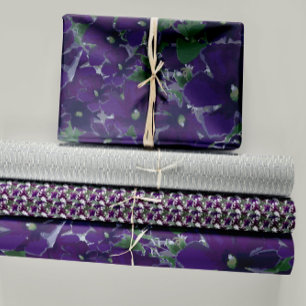 Floral Purple Clematis Trio Decoupage Gift Wrapping Paper Sheets