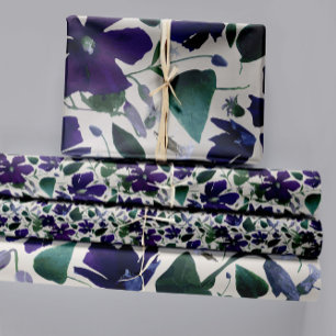 Floral Purple Clematis Trio Decoupage Gift Wrapping Paper Sheets