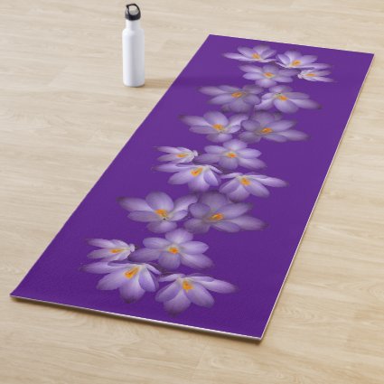 Floral Purple Crocus Garden Flowers Yoga Mat