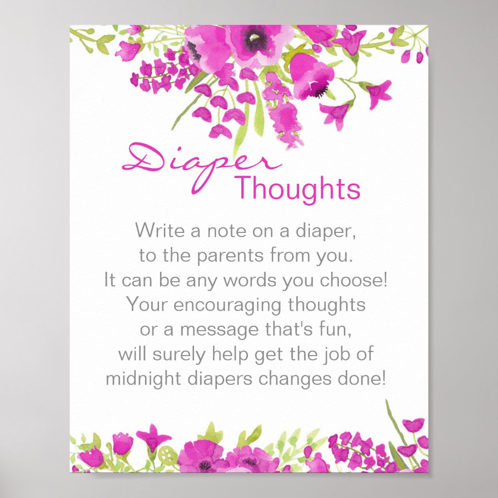 Floral Purple Diaper Thoughts Poster