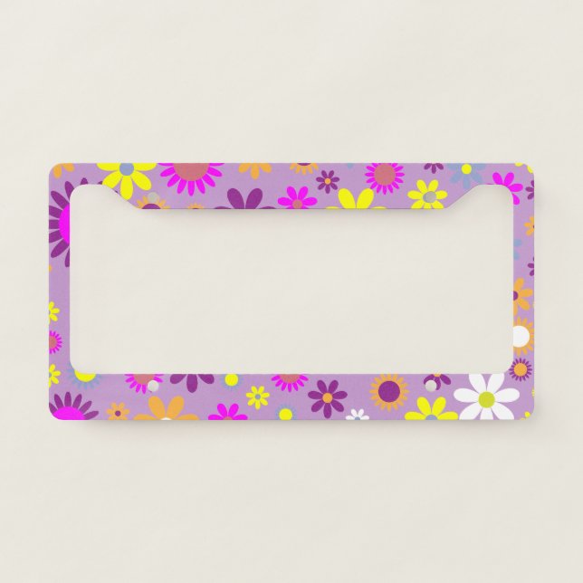 Floral - Purple - Emo - License Plate Frame (Front)