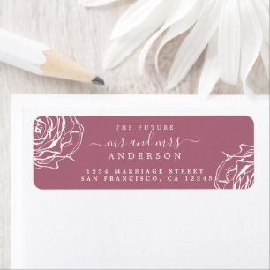Floral Purple Future Mr Mrs Wedding Return Address Label
