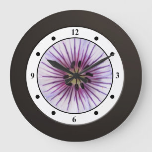 Floral Purple Garden Flower Modern Digits Large Clock