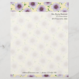 Floral Purple Garden Flowers Photo Custom Address Letterhead