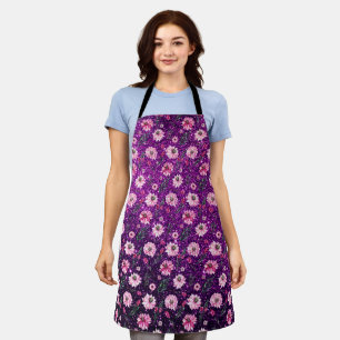 Floral Purple Glitter Kitchen Christmas Gift Apron
