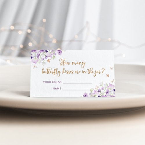Floral purple gold guess how many butterfly kisses enclosure card