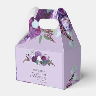 Floral Purple Greenery Botanical Bridal Shower Favor Boxes