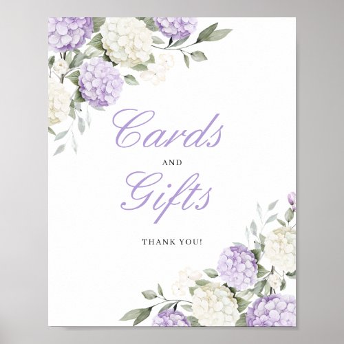 Floral Purple Hydrangea Cards & Gifts Wedding Sign