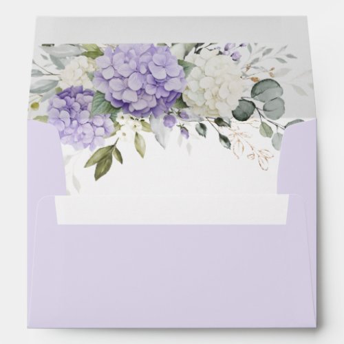 Floral Purple Hydrangea Greenery Envelope Liner