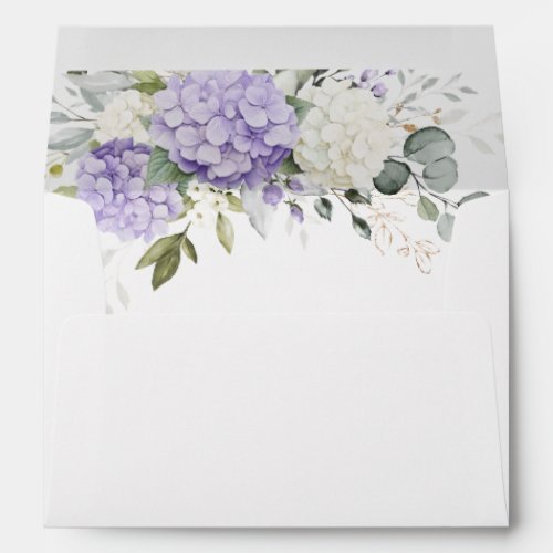 Floral Purple Hydrangea Greenery Envelope Liner