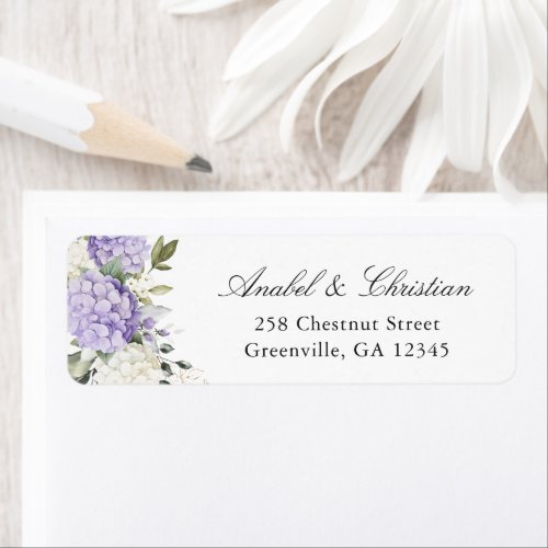 Floral Purple Hydrangea Greenery Return Address Label