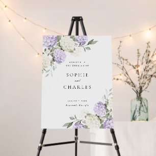 Floral Purple Hydrangea Greenery Wedding Welcome Foam Board